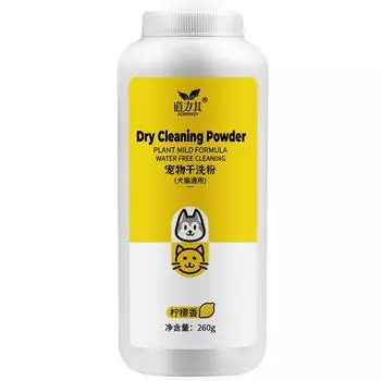 Сухой шампунь для животных 260г для собак и кошек, не требующий смывания, жидкое средство для купания, средство для мытья тела щенков и кроликов Lemon aroma -260g