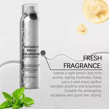 Сухой шампунь, мгновенно свежий, придающий объем волосам, сухой шампунь, придающий объем, сухой шампунь для темных волос, натуральный 150 мл One Size