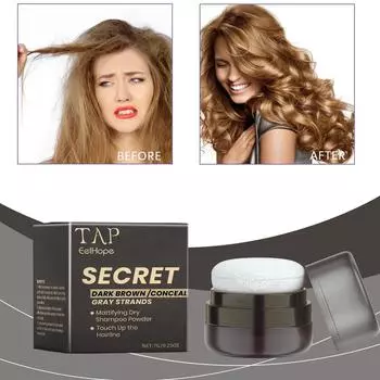 Сухой шампунь, пушистая пудра, средство для удаления масла с ленивой пушистой челки, освежающий контроль жирности, не требующая мытья сухая пудра для волос 7g