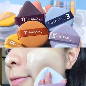 Сухой Влажный Используемый Пуховка Треугольная Круглая Воздушная Пуховка для Тональной Пудры Контурирования Теней Спонж для Смывающегося Макияжа