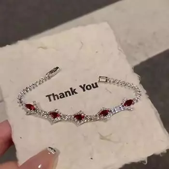 Sui Sui Happy браслет с пряжкой из красного ромба и циркония, нишевый, элитный, темпераментный, универсальный ювелирный