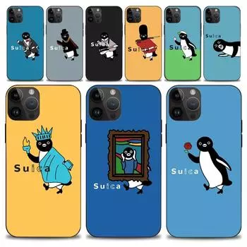 Suica пингвин кавайный чехол для телефона iphone15 14 13 12 11 Pro Max Mini X 7 8 мягкий чехол iPhone15