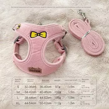 Suit Chest and Back Cute Bichon Teddy Small Size Dogs Dog M recommend 3.50 kg-6.50 kg Pink suede