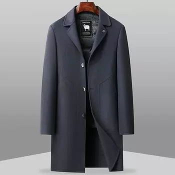 Двустороннее шерстяное пальто с воротником для костюма, мужское осенне-зимнее новое шерстяное пальто с гусиным пухом и съемной подкладкой, деловое шерстяное пальто M