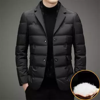 Suit Scarf Collar Down Jacket Men s Autumn and Winter Trendy Warm Down Jacket Suit Style Down Jacket M