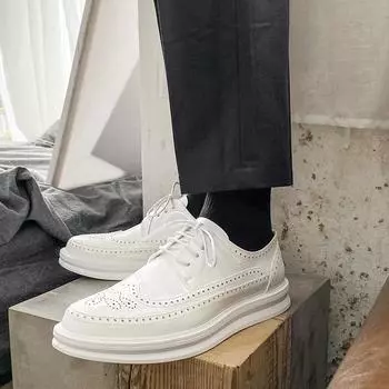 Костюмные туфли из кожи, мужские деловые, повседневные, на платформе, классические, Brock Trendy Shoes A310-Y 38 белый