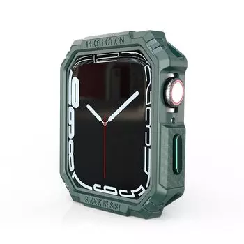 Suitable for Apple Watch 9 Carbon Fiber Pattern Protective Cover Iwatch876se Drop-Resistant Frame Applewatch45 Shell Green + Green Button 40mm(4/5/6/SE Neutral)