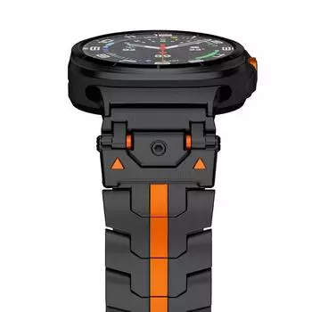 Suitable for Samsung Watch8/7/6 Watch Strap Exploration Iron Man Stainless Steel Samsung Ultra47mm Watch Strap Black Orange Samsung watch 8(40/44/Classic)