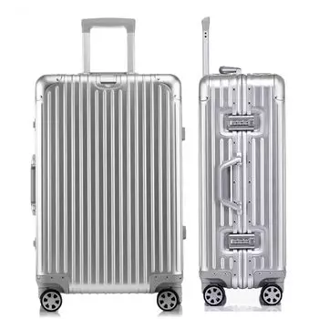 Suitcase Carry Case Carry Bag All Aluminum Alloy Body 2 Nights 3 Days Lightweight Aluminum Silver Hard Shell Suitcase Frame Type Travel Bag Carry