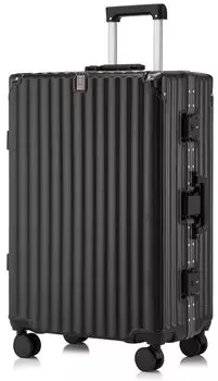 Suitcase Carry Case Large Capacity Aluminum Frame Type With Stopper USB Port Cup Holder Hidden Hook Function Carry Case Lightweight Shockproof Quiet