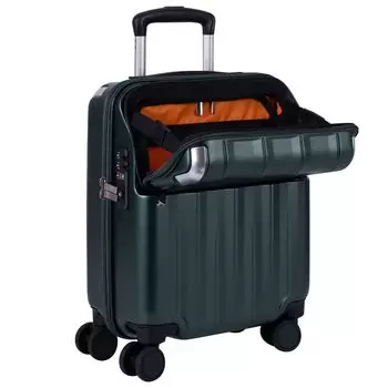 Suitcase Carry Case Zipper Carry Size Top Open Front Open With Brake Stopper Rest 23L Coin Locker Compatible Matte Green Exclusive [Travelist]