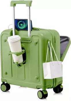 Suitcase SS size carry case Mini size Front open Cup holder included USB port Lightweight Shockproof 360 degree rotation Quiet Double casters Dry and