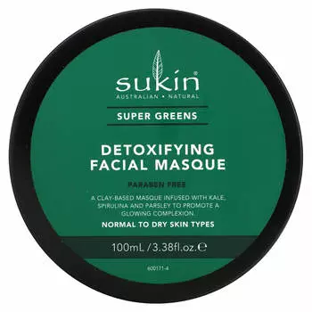 Sukin, Super Greens, детокс-маска для лица, 3,38 жидких унций (100 мл)