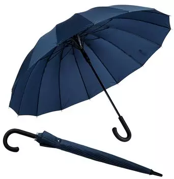 SUKIO Long The Perfect Adult Solid Opening Jump Super Teflon Suitable for Rain or Includes Umbrella Pouch Umbrella, 16-Rib Fiberglass, 65cm, Umbrella,
