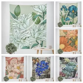 Суккулентные растения цветы декоративный гобелен домашний декор стены офис гостиная гобелен 100x75cm