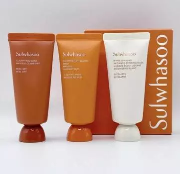 Sulwhasoo Mini Mask Kit, ночная восстанавливающая маска + очищающая маска + маска для сияния, корейская косметика, Kbeauty, образец