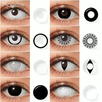 Сумасшедшие линзы Хэллоуин Контактные линзы Слепые белые Косплей Контактные линзы Затемняющие контакты Аниме Аксессуары для маскарада MCY11