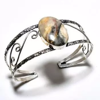 Сумасшедший кружевной агатовый драгоценный камень 925 посеребренный браслет-манжета ручной работы