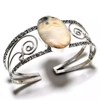 Сумасшедший кружевной агатовый драгоценный камень 925 посеребренный браслет-манжета ручной работы