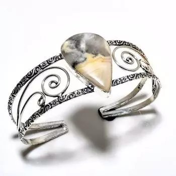 Сумасшедший кружевной агатовый драгоценный камень 925 посеребренный браслет-манжета ручной работы