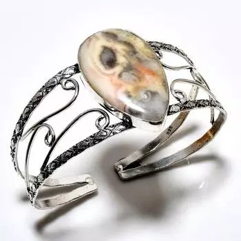 Сумасшедший кружевной агатовый драгоценный камень 925 посеребренный браслет-манжета ручной работы