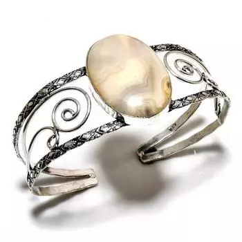 Сумасшедший кружевной агатовый драгоценный камень 925 посеребренный браслет-манжета ручной работы