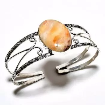 Сумасшедший кружевной агатовый драгоценный камень 925 посеребренный браслет-манжета ручной работы