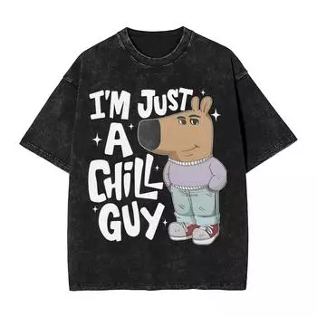 Сумасшедший Я Просто Спокойный Парень Смешная Футболка с Мемом Мужская Футболка с Круглым Вырезом 100% Хлопок Стиранная Футболка С Коротким Рукавом Футболки Топы S
