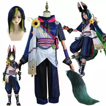Sumeru Tignari Косплей Костюм Genshin Impact Tignari парик плащ с хвостовыми ушками Полный комплект Хэллоуин Вечеринка Необычная одежда 3xl