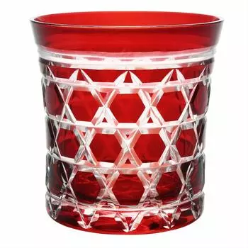 Sumida Edo Kiriko Museum Edo Kiriko Glass Rocks Glass Old Made by Sarazo Kawai Hexagonal Kagome Red Made in Japan Sixtieth Birthday Respect for the