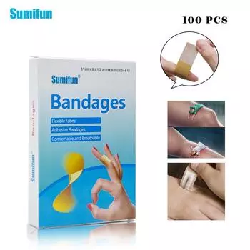 Sumifun 100 шт., пластыри, гемостаз, клейкие повязки, водонепроницаемые дышащие кровоостанавливающие наклейки, набор для экстренной помощи, пластырь для ран