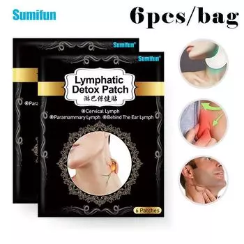 Sumifun 6 шт. лимфатический пластырь для детоксикации, горячая шея, противоотечная наклейка с травами, лимфатические подушечки, релаксация тела, уход за здоровьем