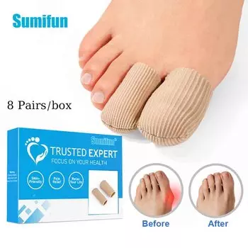 Sumifun 8 пар закрытого волокна, чехол для пальца, SEBS, увлажняющий чехол, защитный чехол, коррекция пальца, защита для ног, уход за ногами 8pairs