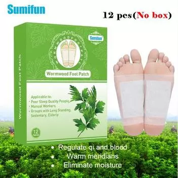 Sumifun Детокс пластырь для ног токсины для похудения ног очищающий китайский травяной медицинский пластырь клейкие подушечки для тела 12pcs/1box зелёный