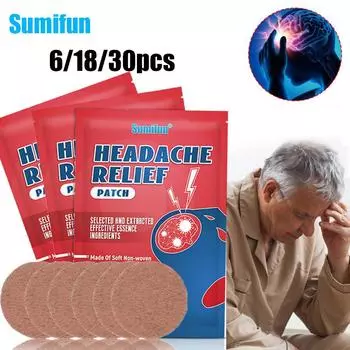 Sumifun пластырь для облегчения головной боли, головной боли, мигрени, пластырь, китайские травяные наклейки для снятия стресса 6pcs/bag