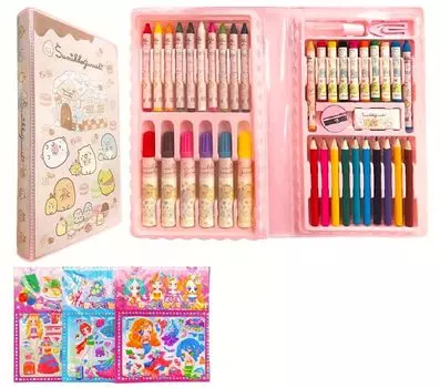 Sumikko Gurashi Book Type Канцелярский набор 42 типа Набор для рисования Канцелярские принадлежности 1 наклейка Набор для рисования для девочек Набор для рисования Сумка для рисования Цветные карандаши Мелки