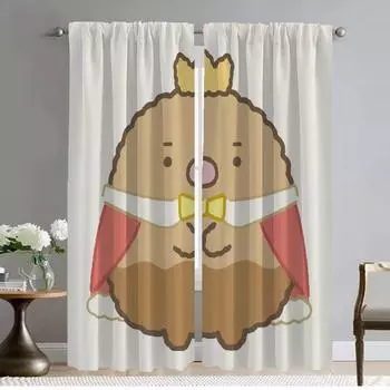 Sumikko Gurashi Curtains for Living Room Curtain Kitchen Curtains 2 Pieces Halloween Decoration Shades Tulle for Bedroom Elegant W50xH70cmx2pcs-CL