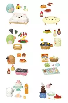 Sumikko Gurashi Домашняя вечеринка сегодня 1 КОРОБКА Приблизительно В115 x Ш70 x Г50 мм Изготовлен из ПВХ Re-ment San-X Все