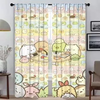 Sumikko Gurashi Home Interior Curtains for Living Room Window Curtain Shades Tulle for Bedroom Halloween Decoration Partition W50xH70cmx2pcs-CL