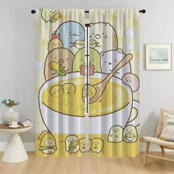 Sumikko Gurashi Shades Curtains for Living Room Curtain for Room 2 Panel Partition Home Interior Curtains Halloween Decoration W50xH70cmx2pcs-CL