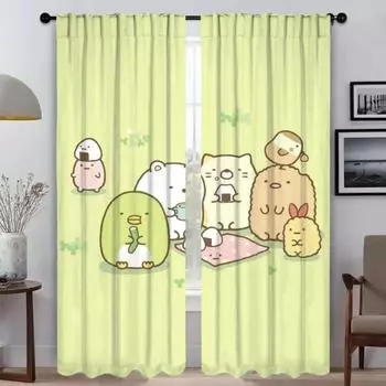 Sumikko Gurashi Shades Kitchen Curtains 2 Pieces Blackout Curtain for Room 2 Panel Halloween Decoration Home Interior Curtains W50xH70cmx2pcs-CL