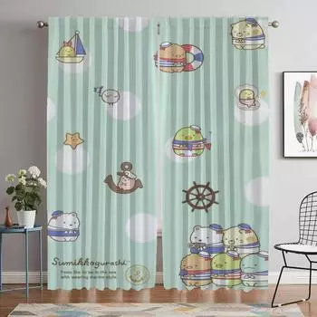 Sumikko Gurashi Shades Modern Living Room Curtains 2 Pieces Blackout Curtain for Room 2 Panel Halloween Decoration Partition W50xH70cmx2pcs-CL