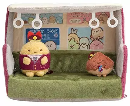 Sumikkogurashi x Hankyu Железнодорожная сцена Мягкая игрушка Kuri Stationmaster Креветка Fly Tail