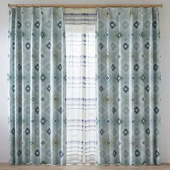 Suminoe Coast Life Curtain 1 100 x 135 Drape, Panel, cm, B, 323-75506 синий