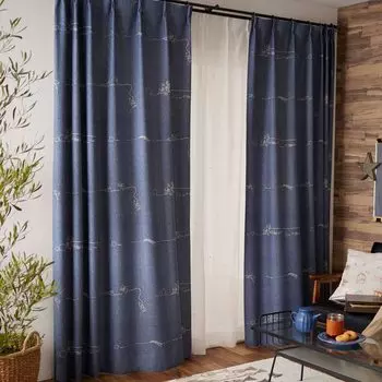 Suminoe MOOMIN Джинсовая шторка с бордюром 1 100 x 178 Драпировка, Панель, см, B, 323-75751 синий