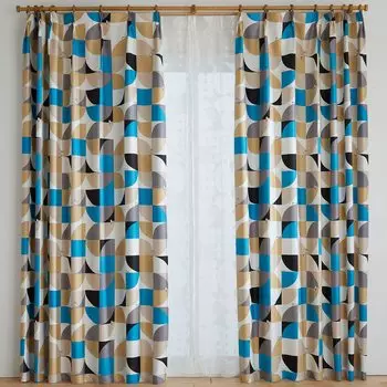 Suminoe PEANUTS Snoopy Curtain 1 100 x 178 Three-Piece Drape, Panel, cm, B, 323-75484 синий