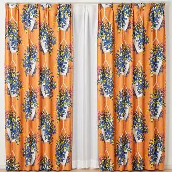 Suminoe Washable Hanging 100 x 135 1 Panel Curtains, Orange, cm, V1357, оранжевый