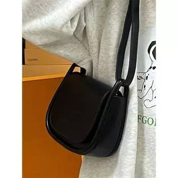 Сумка 2024 года, новая модная сумка-мессенджер в стиле ретро, высококачественная текстурированная сумка-седло, универсальная сумка через плечо, маленькая квадратная сумка чёрный