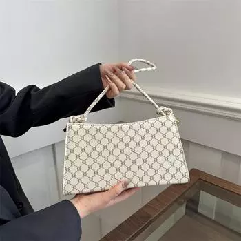 Сумка 2024 года, новая сумка через плечо с ретро-принтом, повседневная модная сумка в иностранном стиле, маленькая квадратная сумка, сумка подмышкой