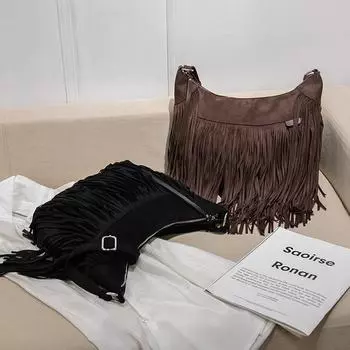 Сумка 2024 года, осень-зима, новая модная личность, американская ниша, популярная модная женская сумка через плечо, популярная сумка-мессенджер с бахромой
